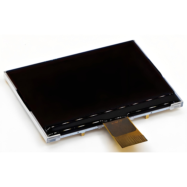 Exploded view of LCD module showing backlight unit, LCD cell, driver electronics, and protective cover